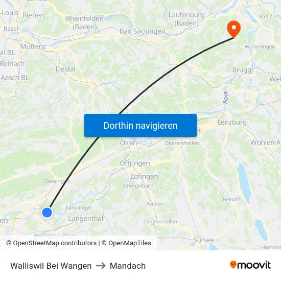 Walliswil Bei Wangen to Mandach map
