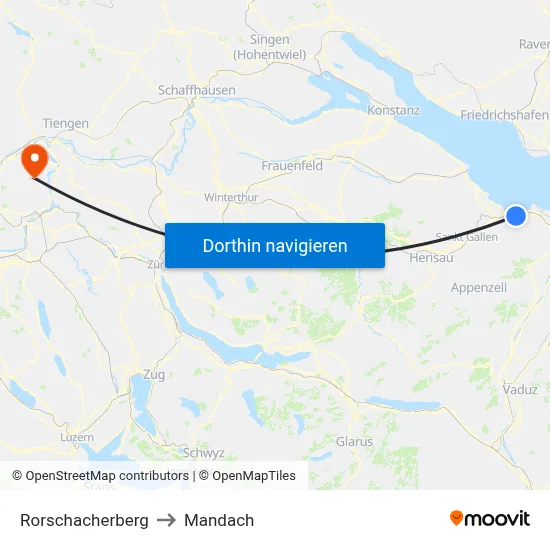 Rorschacherberg to Mandach map