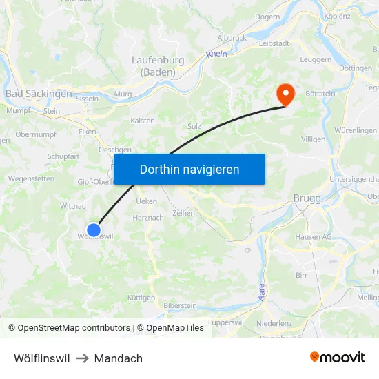 Wölflinswil to Mandach map