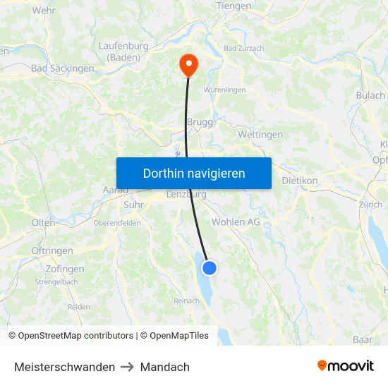 Meisterschwanden to Mandach map