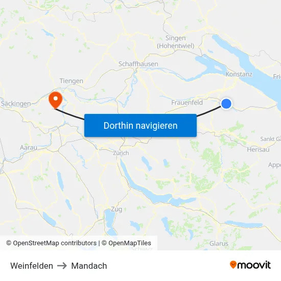 Weinfelden to Mandach map