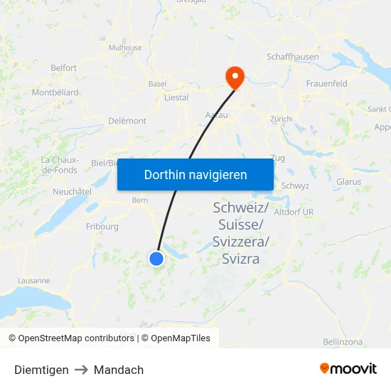 Diemtigen to Mandach map