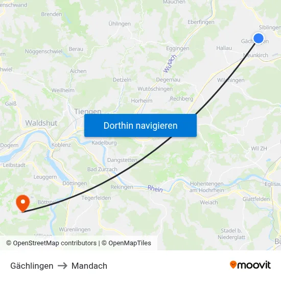 Gächlingen to Mandach map