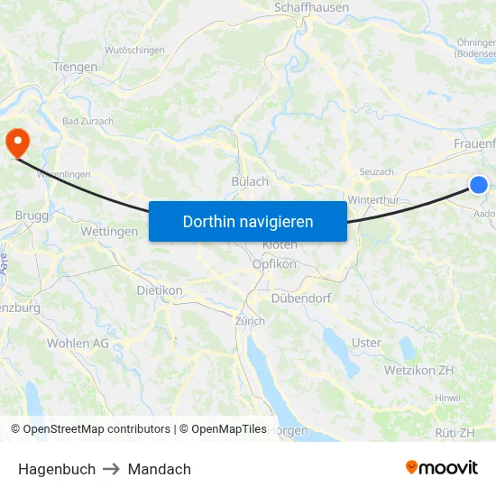 Hagenbuch to Mandach map