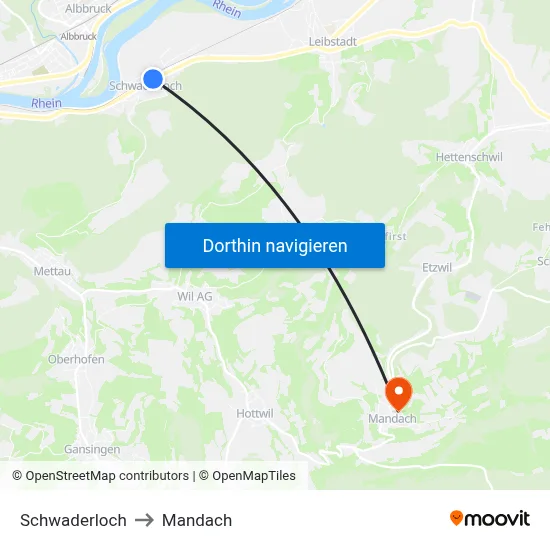 Schwaderloch to Mandach map