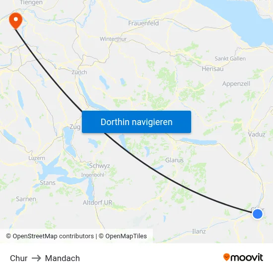 Chur to Mandach map