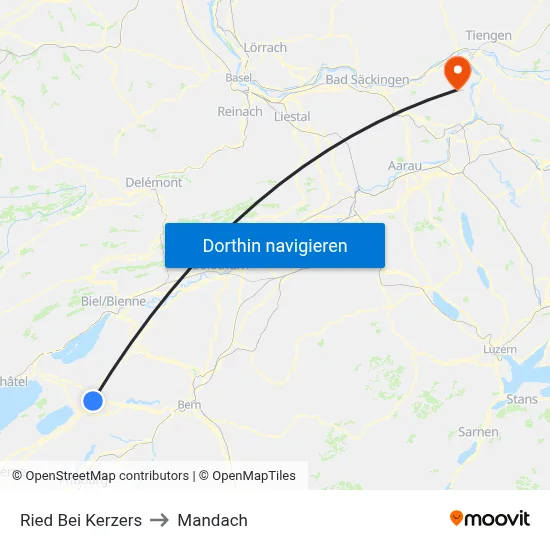 Ried Bei Kerzers to Mandach map