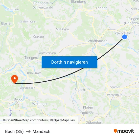 Buch (Sh) to Mandach map