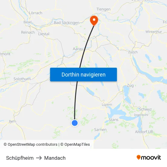 Schüpfheim to Mandach map