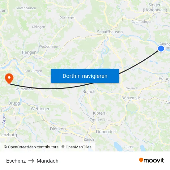 Eschenz to Mandach map