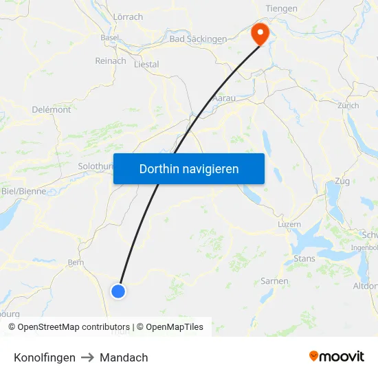 Konolfingen to Mandach map