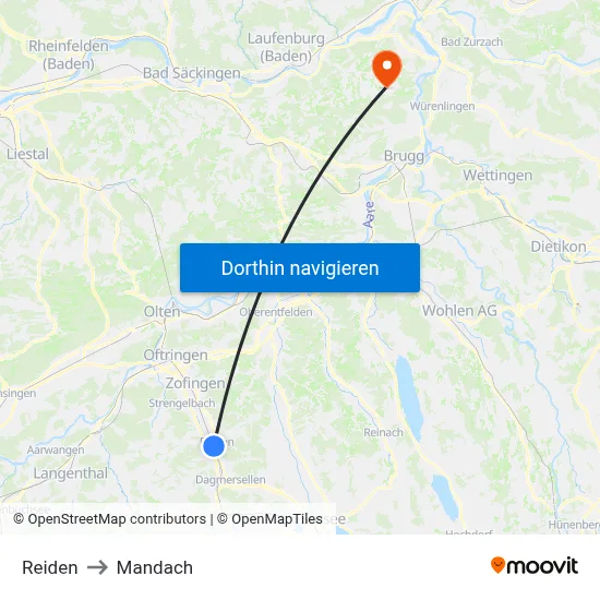 Reiden to Mandach map