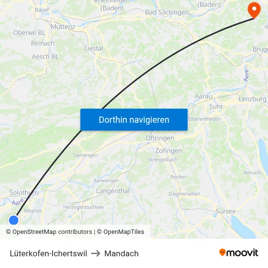 Lüterkofen-Ichertswil to Mandach map