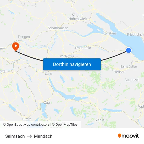 Salmsach to Mandach map
