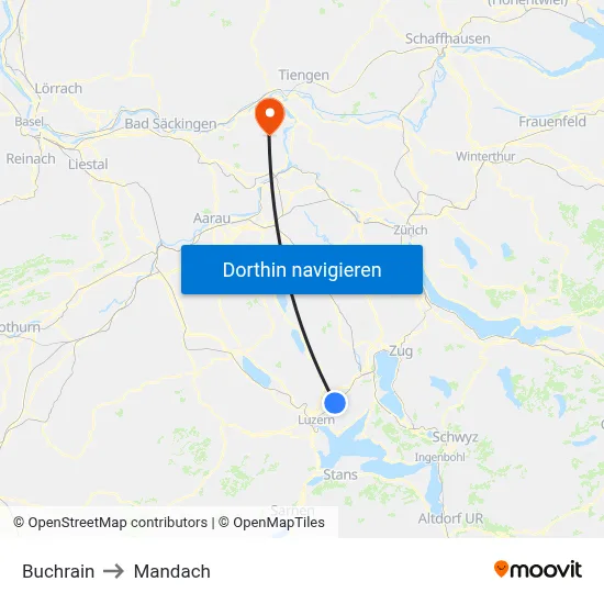 Buchrain to Mandach map
