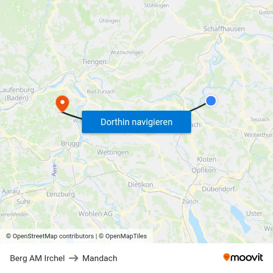 Berg AM Irchel to Mandach map