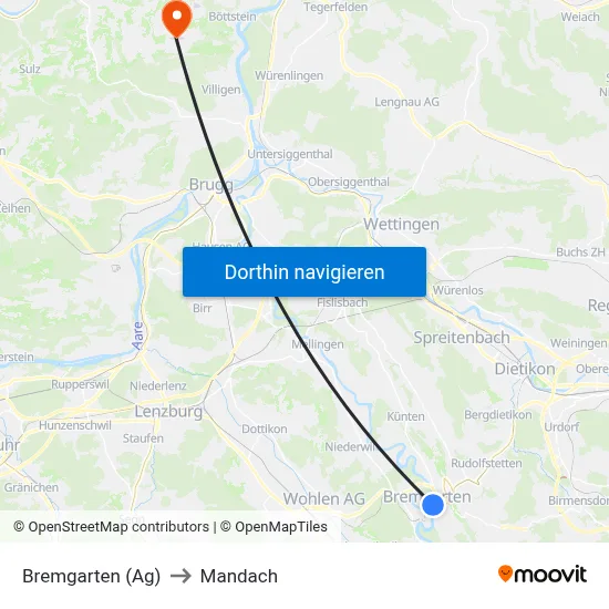 Bremgarten (Ag) to Mandach map