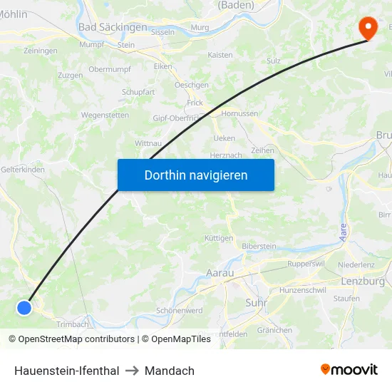 Hauenstein-Ifenthal to Mandach map