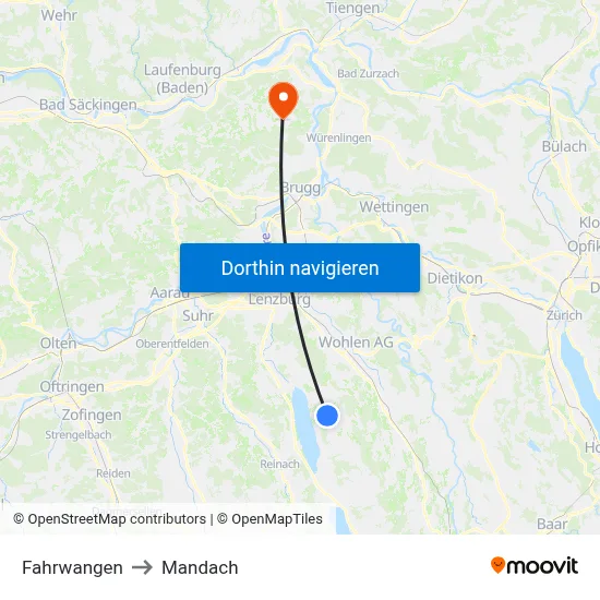 Fahrwangen to Mandach map