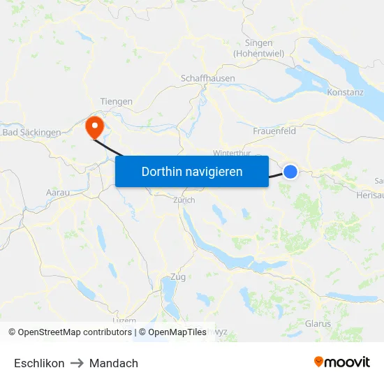 Eschlikon to Mandach map