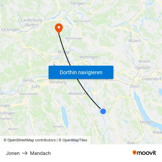 Jonen to Mandach map