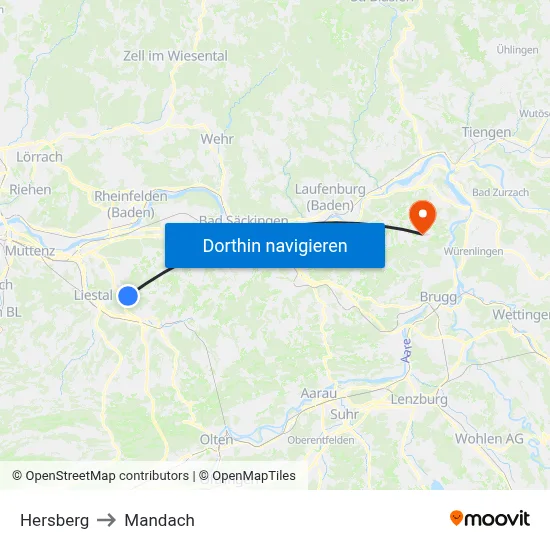 Hersberg to Mandach map