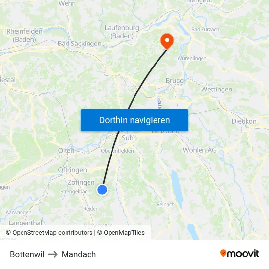 Bottenwil to Mandach map