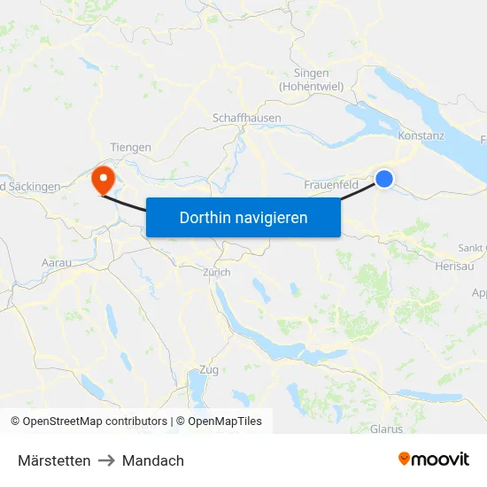 Märstetten to Mandach map
