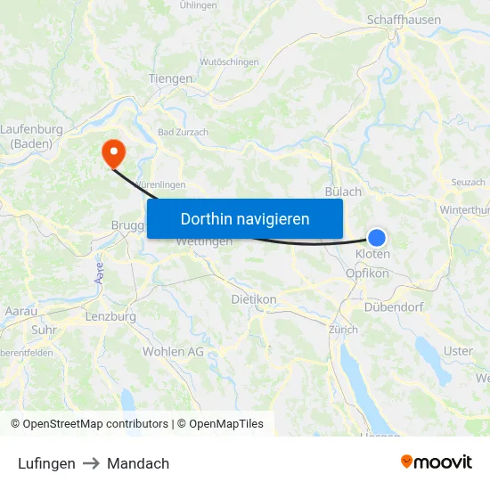 Lufingen to Mandach map