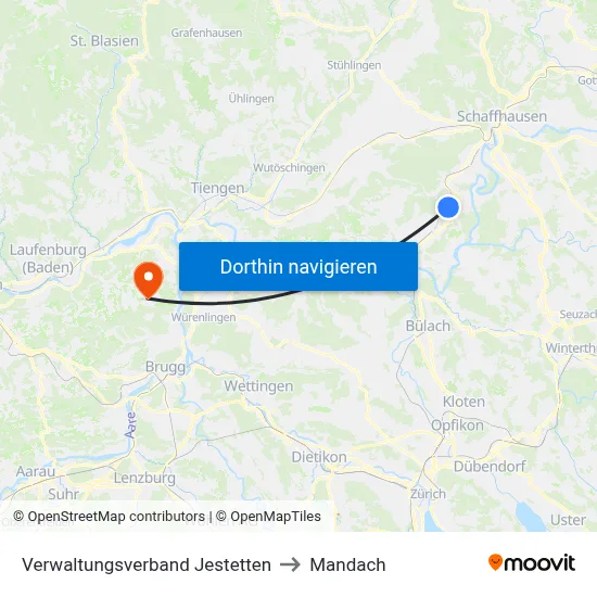 Verwaltungsverband Jestetten to Mandach map