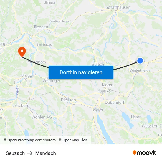 Seuzach to Mandach map