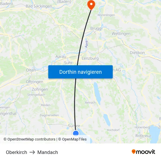 Oberkirch to Mandach map