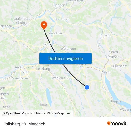 Islisberg to Mandach map