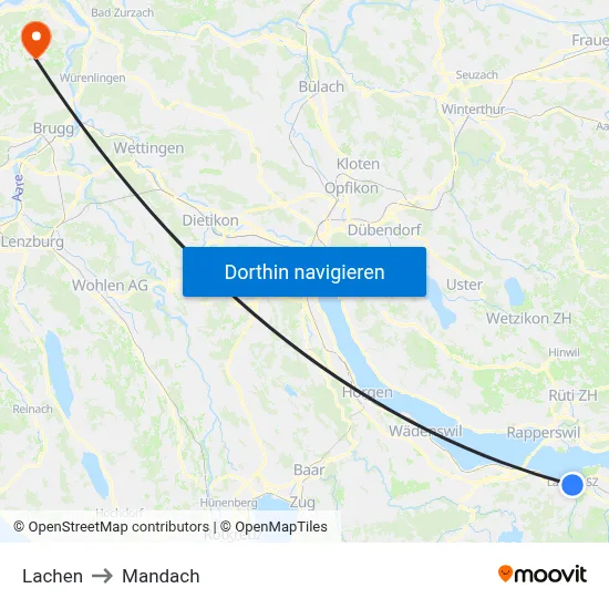 Lachen to Mandach map