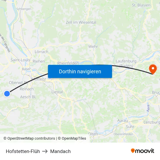 Hofstetten-Flüh to Mandach map