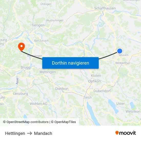 Hettlingen to Mandach map