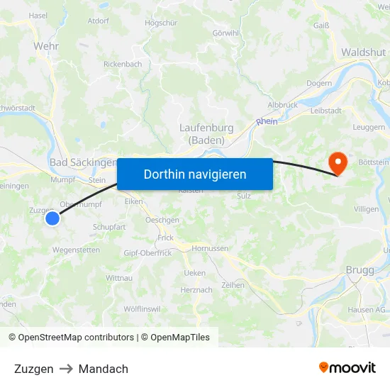 Zuzgen to Mandach map
