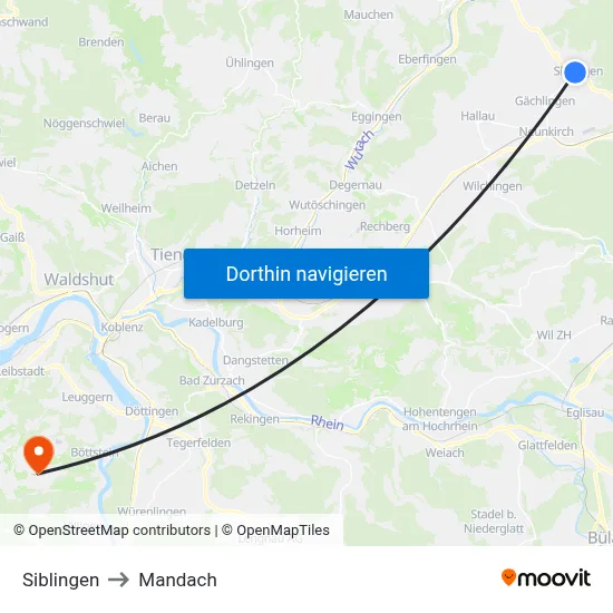 Siblingen to Mandach map
