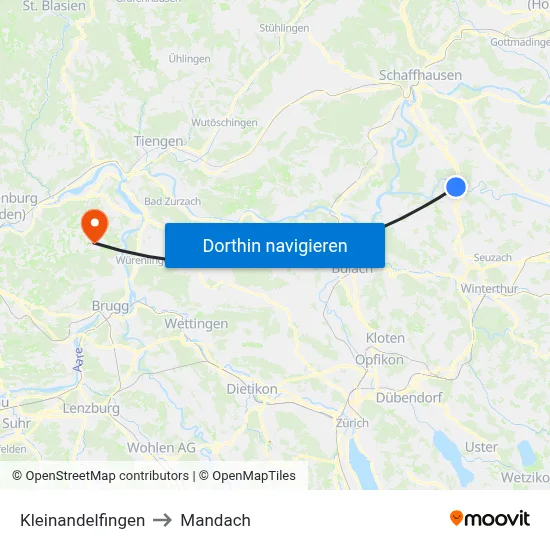 Kleinandelfingen to Mandach map