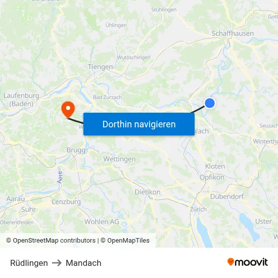 Rüdlingen to Mandach map