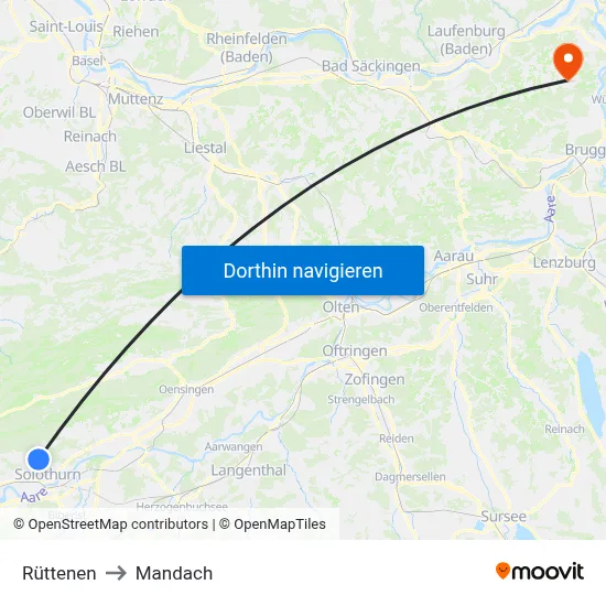 Rüttenen to Mandach map