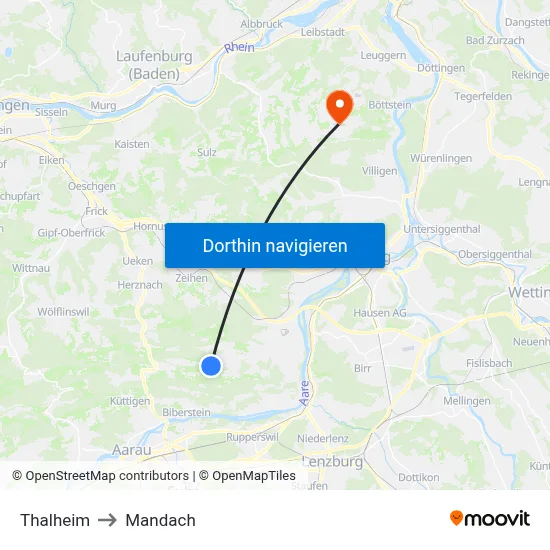 Thalheim to Mandach map