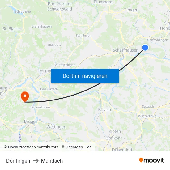 Dörflingen to Mandach map