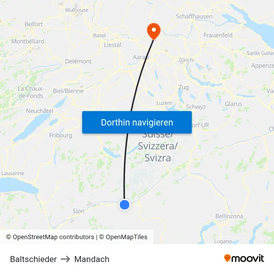 Baltschieder to Mandach map