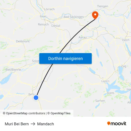 Muri Bei Bern to Mandach map