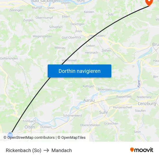 Rickenbach (So) to Mandach map