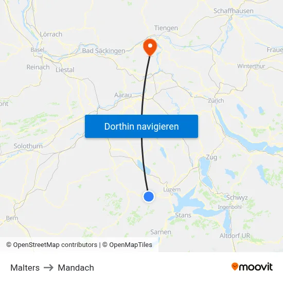 Malters to Mandach map