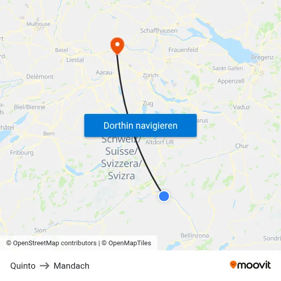 Quinto to Mandach map