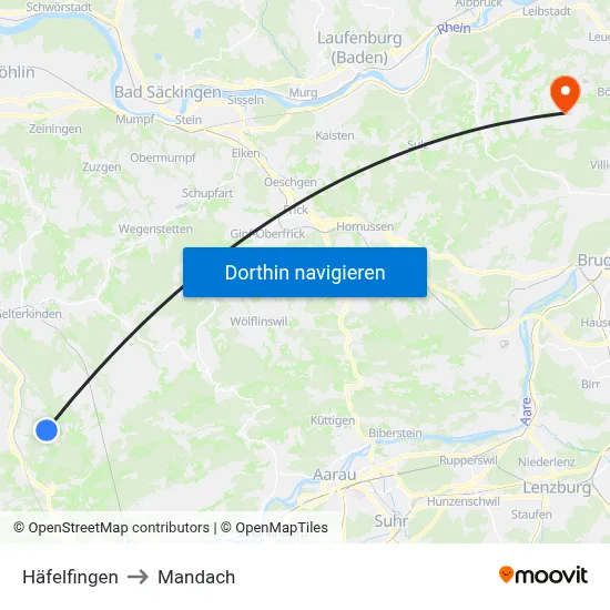 Häfelfingen to Mandach map