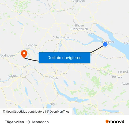 Tägerwilen to Mandach map